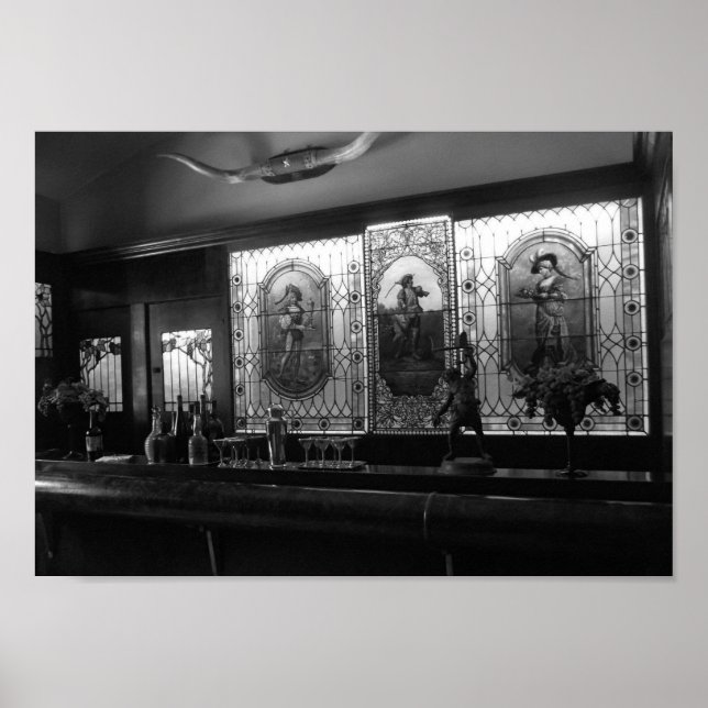 Vintage Bar Room Black And White Photograph Poster (Front)