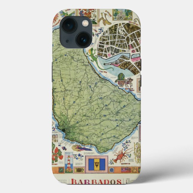 Vintage Barbados Island Map Case-Mate iPhone Case (Back)