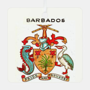 Vintage Barbados Postcard Metal Ornament
