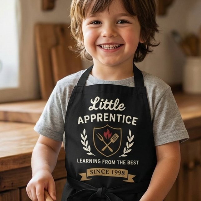 Vintage Barbecue Chef Apron Kids Apprentice (Custom Child Apron for Kitchen and Backyard BBQ Fun)
