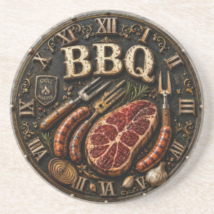 Vintage Barbecue Pitmaster Gift Sausage Kitchen Coaster