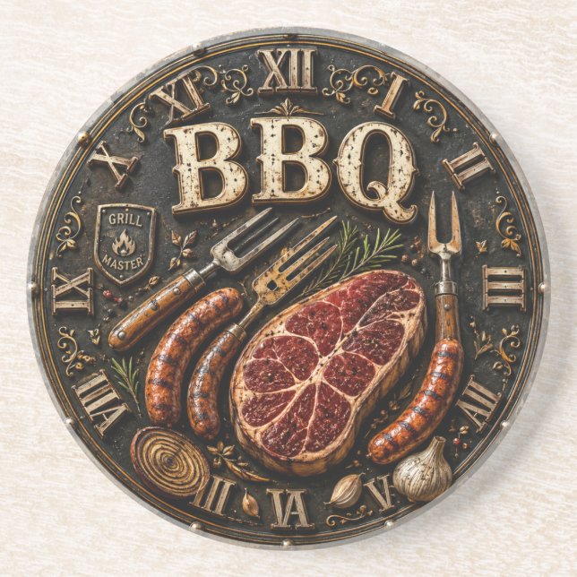 Vintage Barbecue Pitmaster Gift Sausage Kitchen  Coaster (Front)