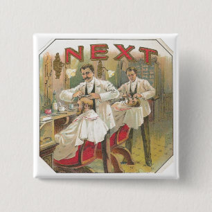 Vintage Barber 2 Inch Square Button