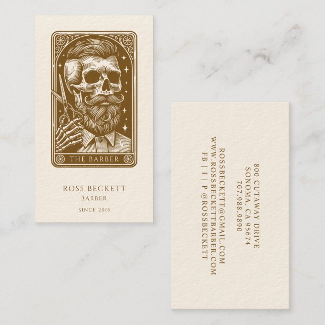 Vintage Barber Antique Tarot Business Card (Front/Back)