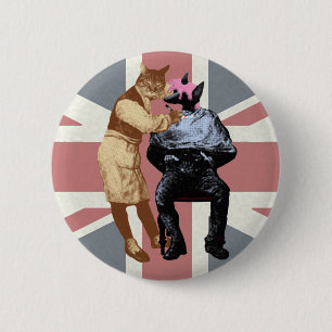 Vintage Barber Cat and Dog 2 Inch Round Button