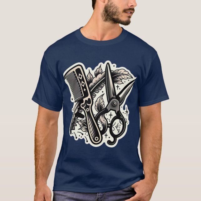 Vintage Barber Flash Tattoo T-Shirt 👕 (Front)