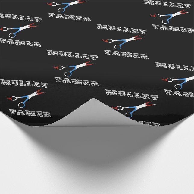 vintage barber funny  mullet tamer wrapping paper (Corner)