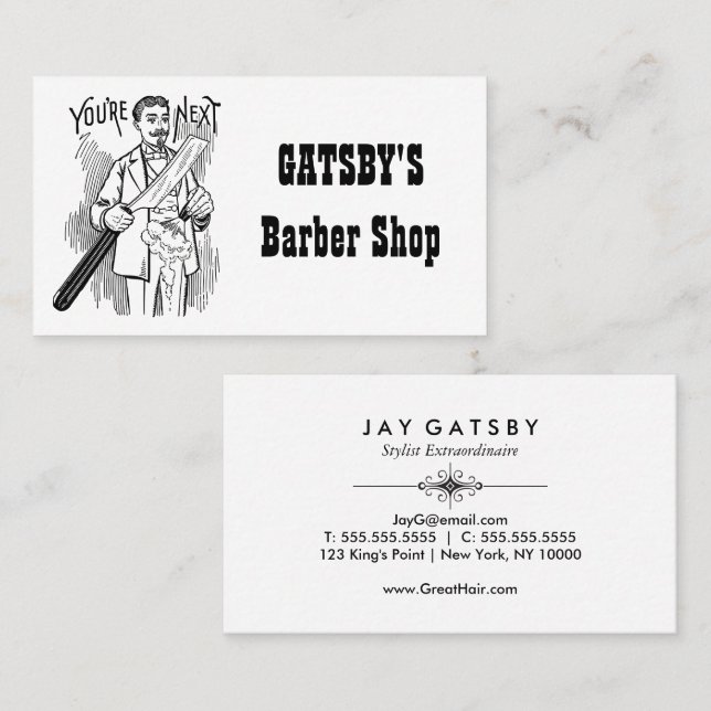 Vintage Barber / Hair Stylist Business Card (Front/Back)