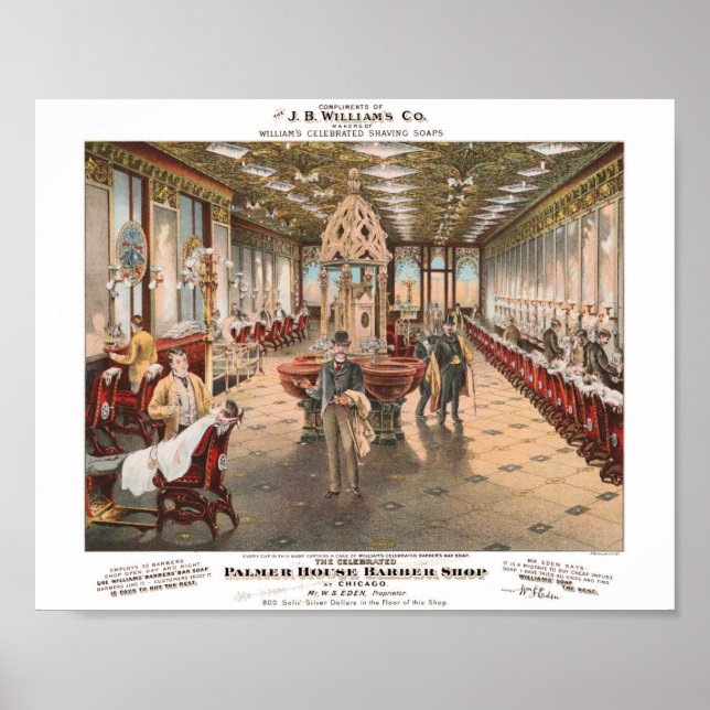 Vintage Barber Shop Ad Poster (Front)