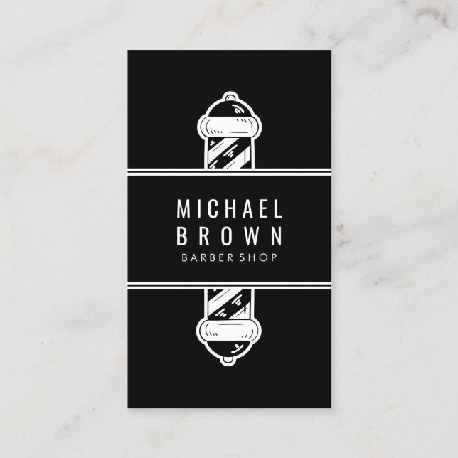 Vintage Barber shop Black Business Card (Front)