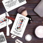 Vintage Barber Shop  Business Card<br><div class="desc">Revitalize your branding with our vintage barber shop business cards! Featuring a retro watercolor painted barber pole in iconic red, white, and blue, these cards boast a unique text setup in a double arch formation surrounding the pole. The classic retro typography adds a touch of timeless charm to your branding....</div>