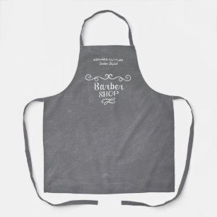 Vintage barber shop employee personalized grey apron