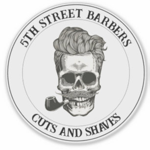 Vintage Barber Skull Logo Customizable