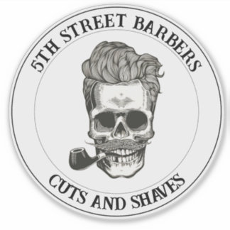 Vintage Barber Skull Logo Customizable