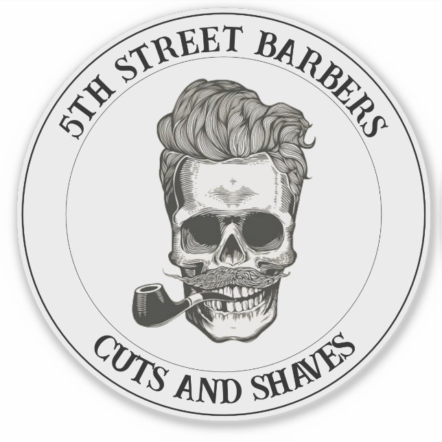 Vintage Barber Skull Logo Customizable (Front)