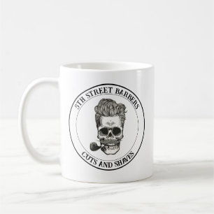 Vintage Barber Skull Logo Customizable Coffee Mug