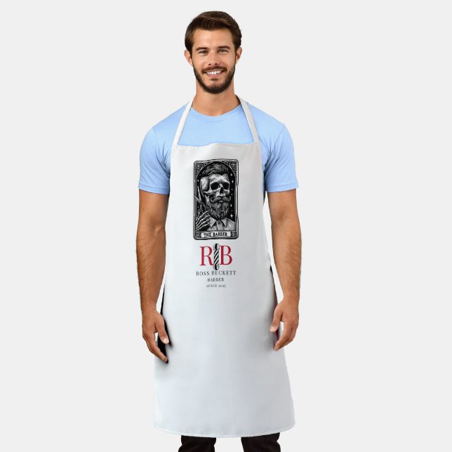Vintage Barber Tarot Logo Monogram Apron (Worn)