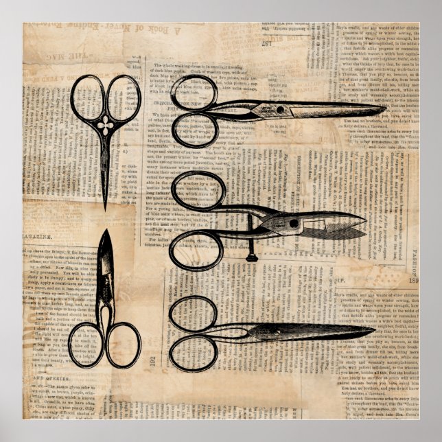Vintage Barbers Shears Antique Scissors Poster (Front)