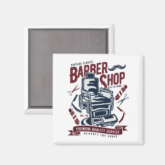 Vintage Barbershop Chair Logo  Magnet