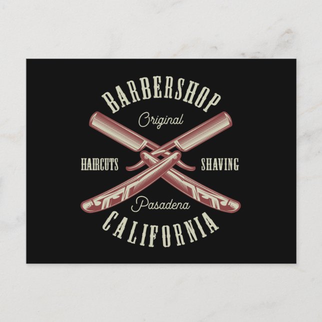 Vintage Barbershop logo  Postcard (Front)