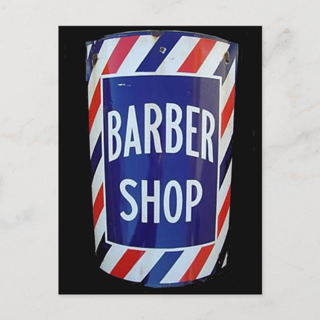Vintage barbershop sign postcard (Front)