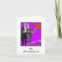 Vintage Barbier Couple Purple Valentines Day Card