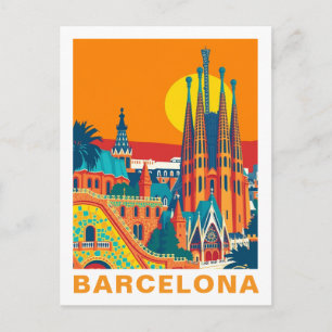 Vintage Barcelona Spain Travel Postcard