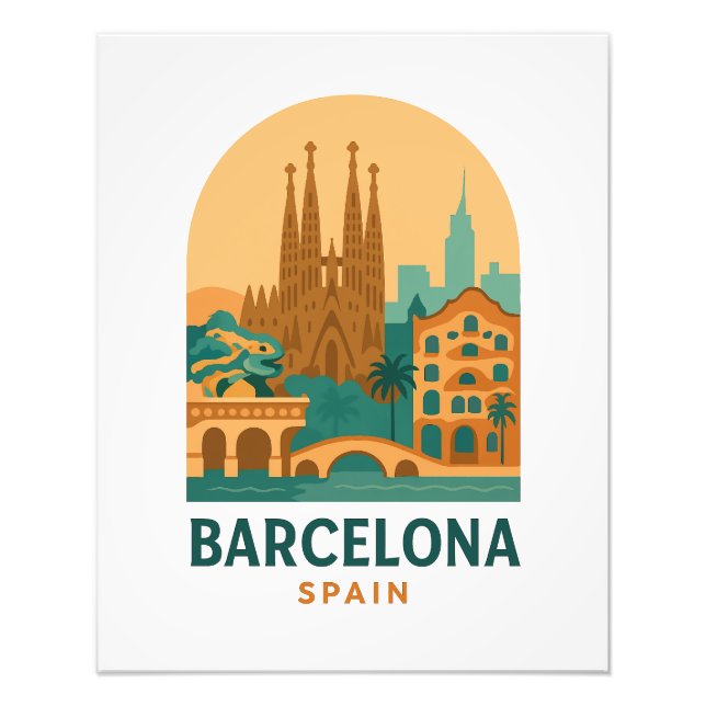 Vintage Barcelona Spain Travel Sagrada Familia  Photo Print (Front)