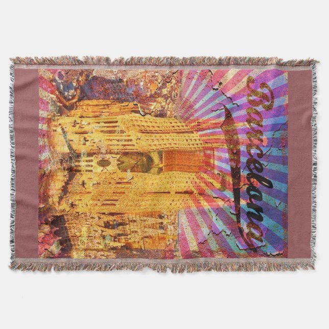 Vintage Barcelona Throw Blanket (Front)