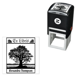 Vintage Bare Tree in Winter Ex Libris Book Name Self-inking Stamp