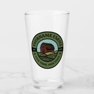 Vintage Barn ADD NAME Country Farm Crops Farmer  Glass