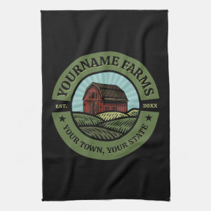 Vintage Barn ADD NAME Country Farm Crops Farmer  Kitchen Towel