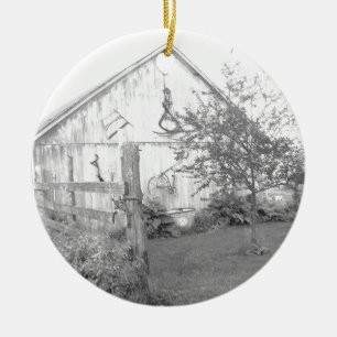 Vintage Barn Ceramic Ornament