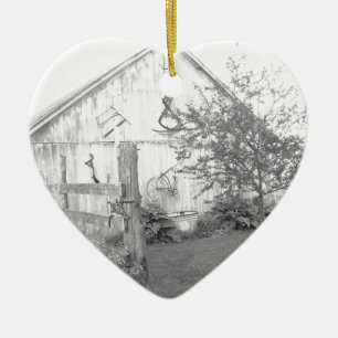 Vintage Barn Ceramic Ornament
