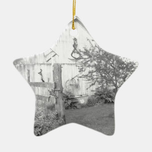 Vintage Barn Ceramic Ornament