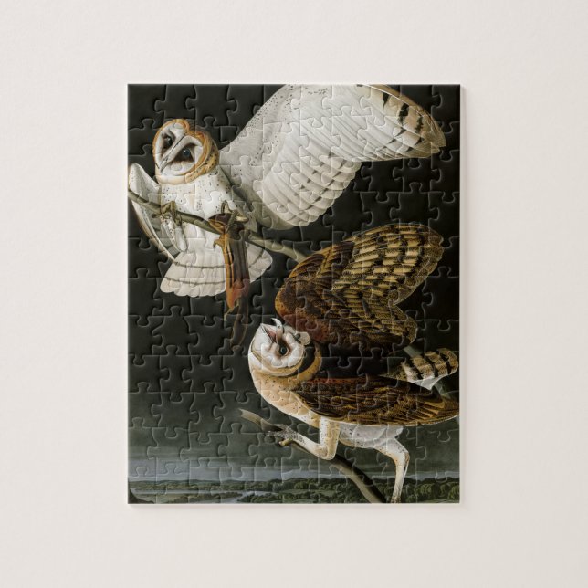Vintage Barn Owls Illustratation (Audubon) Jigsaw Puzzle (Vertical)