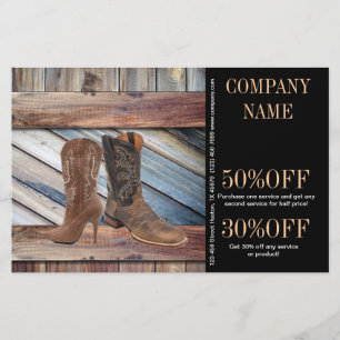 vintage barn wood cowboy boots western fashion flyer