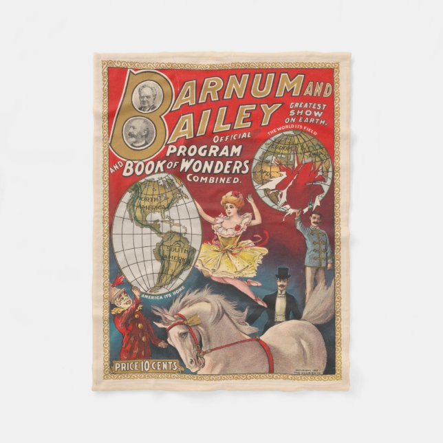 Vintage Barnum And Bailey Program Cover Fleece Blanket (Front)