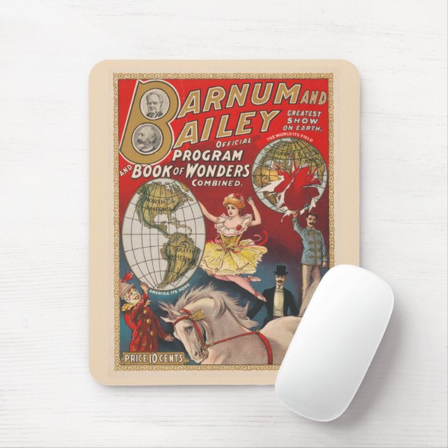 Vintage Barnum And Bailey Program Cover Mouse Pad (With Mouse)