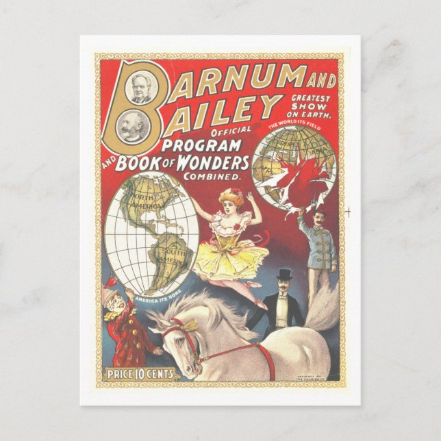 Vintage Barnum & Bailey Advertisement Lithograph Postcard (Front)
