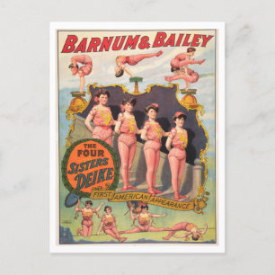 Vintage Barnum & Bailey Circus Poster for Deikes Postcard