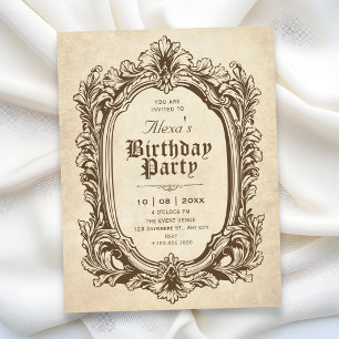 Vintage baroque antique ornate birthday invitation