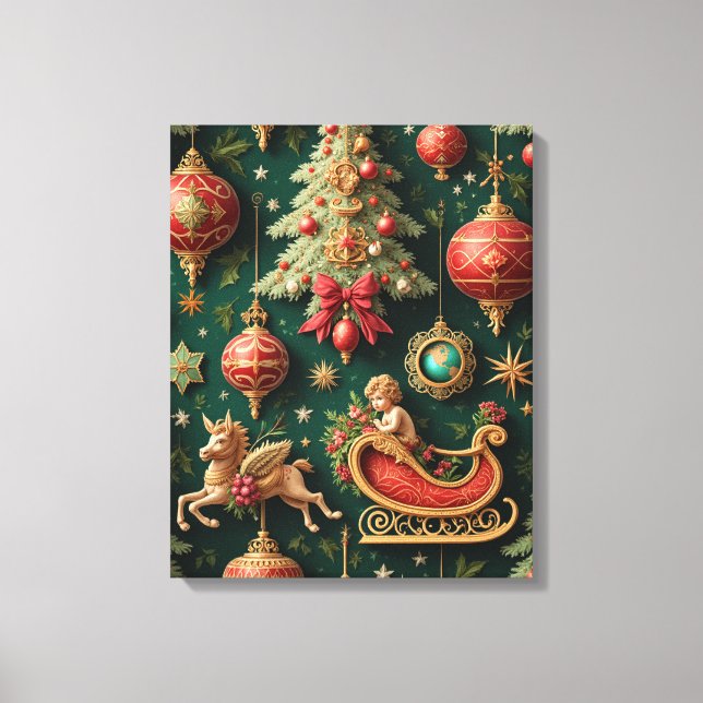 Vintage Baroque Christmas Stretched Canvas Print (Front)