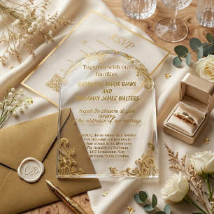 Vintage Baroque Cream Silk Wedding Invitation