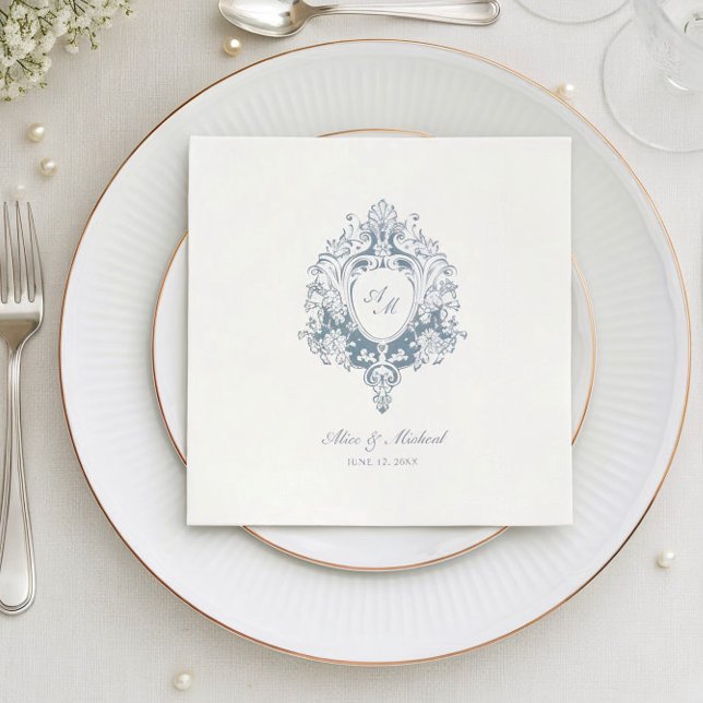 Vintage Baroque Crest | Chic Wedding Napkin (Creator Uploaded)
