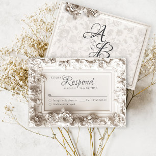 Vintage Baroque Elegant Victorian Floral Wedding RSVP Card