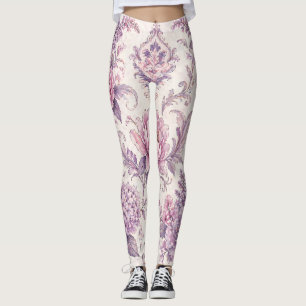 Vintage Baroque Floral Pattern –(Purples) Leggings