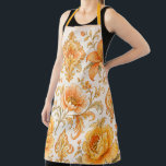 Vintage Baroque Floral Pattern – Warm Orange /Gold Apron<br><div class="desc">This richly detailed floral pattern blends warm orange blooms, soft cream petals, and golden scrollwork to create a timeless, ornamental design. Inspired by vintage baroque textiles, it brings a sense of elegance, warmth, and classic artistry to any product. Perfect for stationery, home décor, wedding accents, and gifts, this artwork adds...</div>