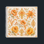 Vintage Baroque Floral Pattern – Warm Orange /Gold Notebook<br><div class="desc">This richly detailed floral pattern blends warm orange blooms, soft cream petals, and golden scrollwork to create a timeless, ornamental design. Inspired by vintage baroque textiles, it brings a sense of elegance, warmth, and classic artistry to any product. Perfect for stationery, home décor, wedding accents, and gifts, this artwork adds...</div>