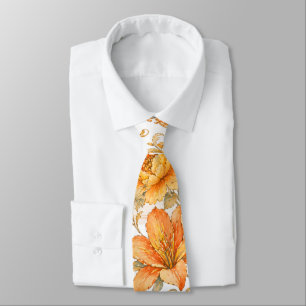 Vintage Baroque Floral Pattern – Warm Orange /Gold Tie